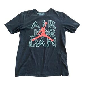 Nike mens AIR JORDAN DRI-FIT TEE (Black/Hyper Turquoise/Infrared 23, Medium)